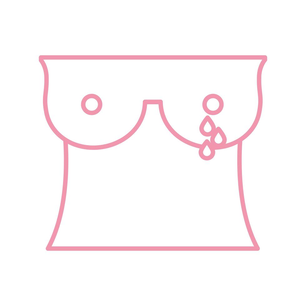 breast female with drops line style icon vector design
