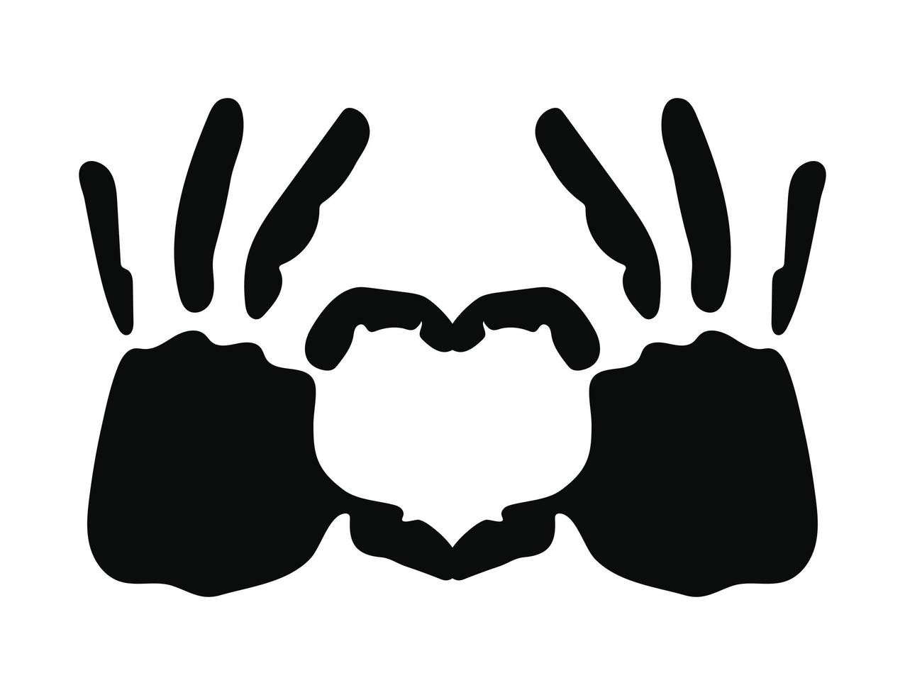 silhouette of two hand with heart form vector