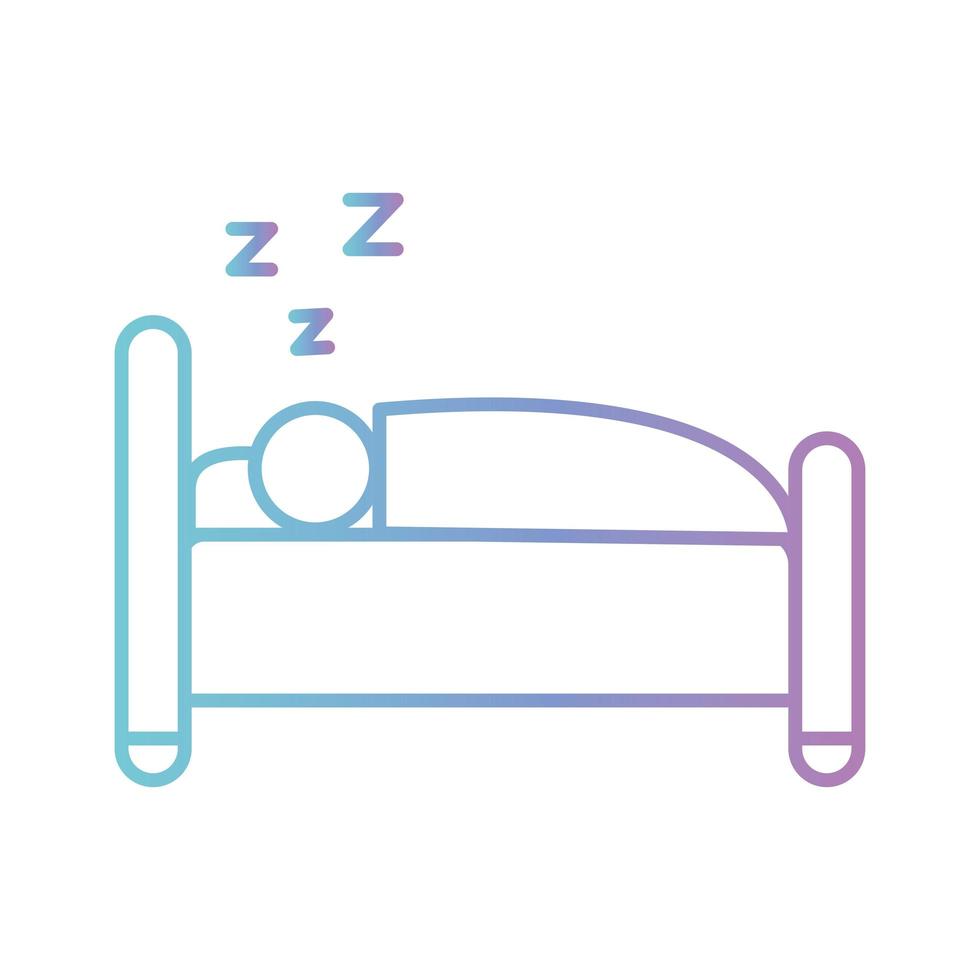 hombre durmiendo en la cama diseño de vector de icono de estilo degradado