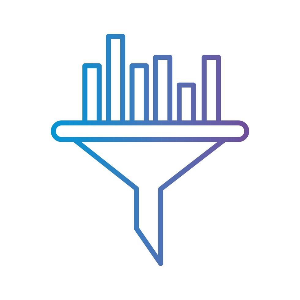 bars chart on funnel gradient style icon vector design