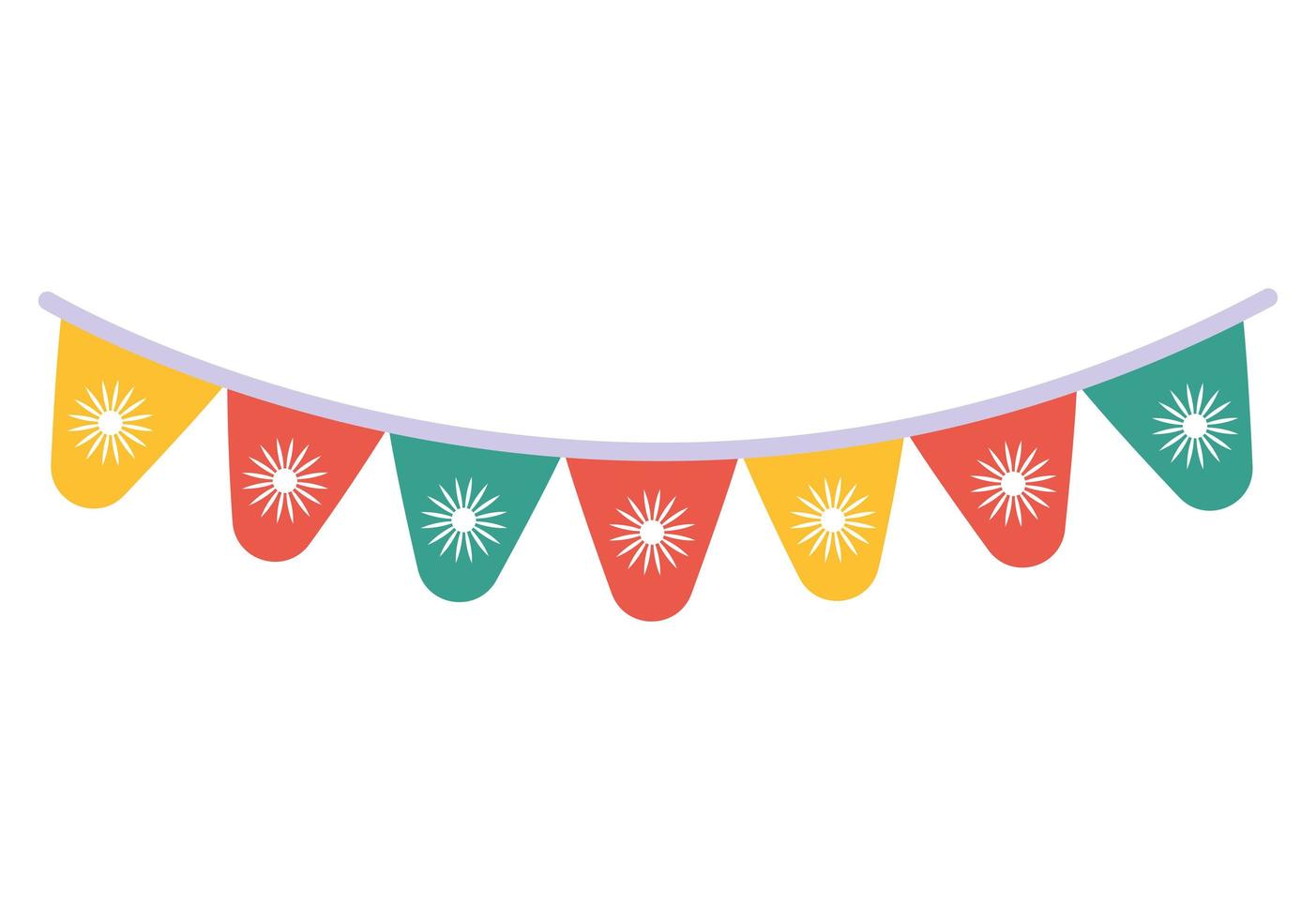 garland with suns on white background vector