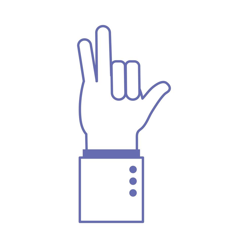 two hand sign language line and fill style icon vector design