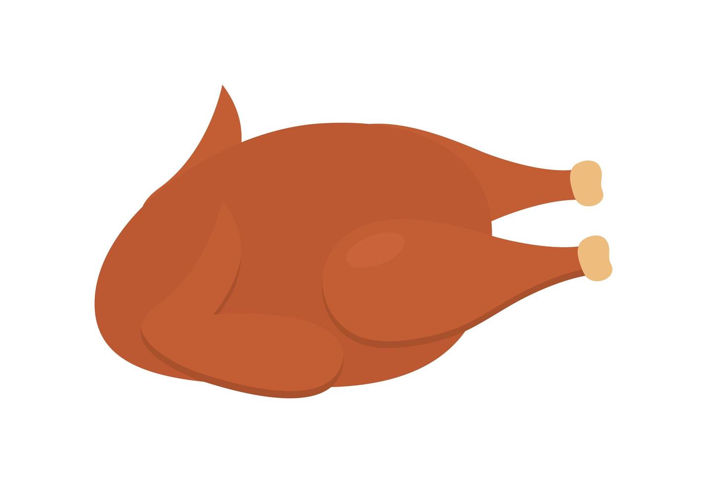 baked turkey on white background vector