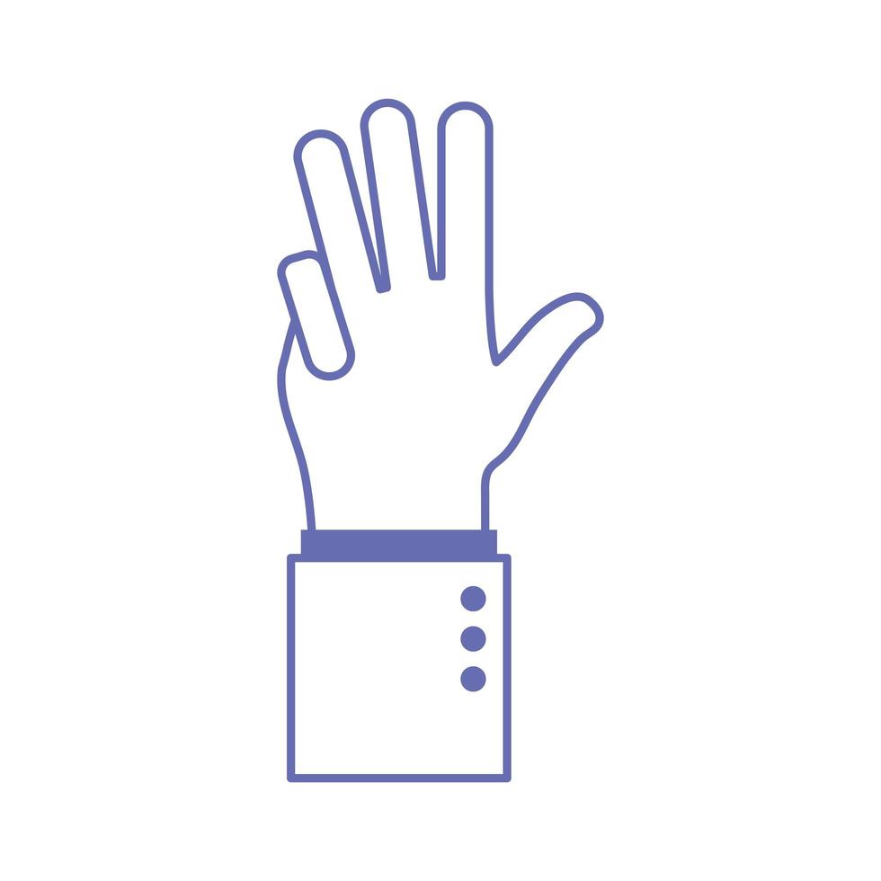 three hand sign language line and fill style icon vector design
