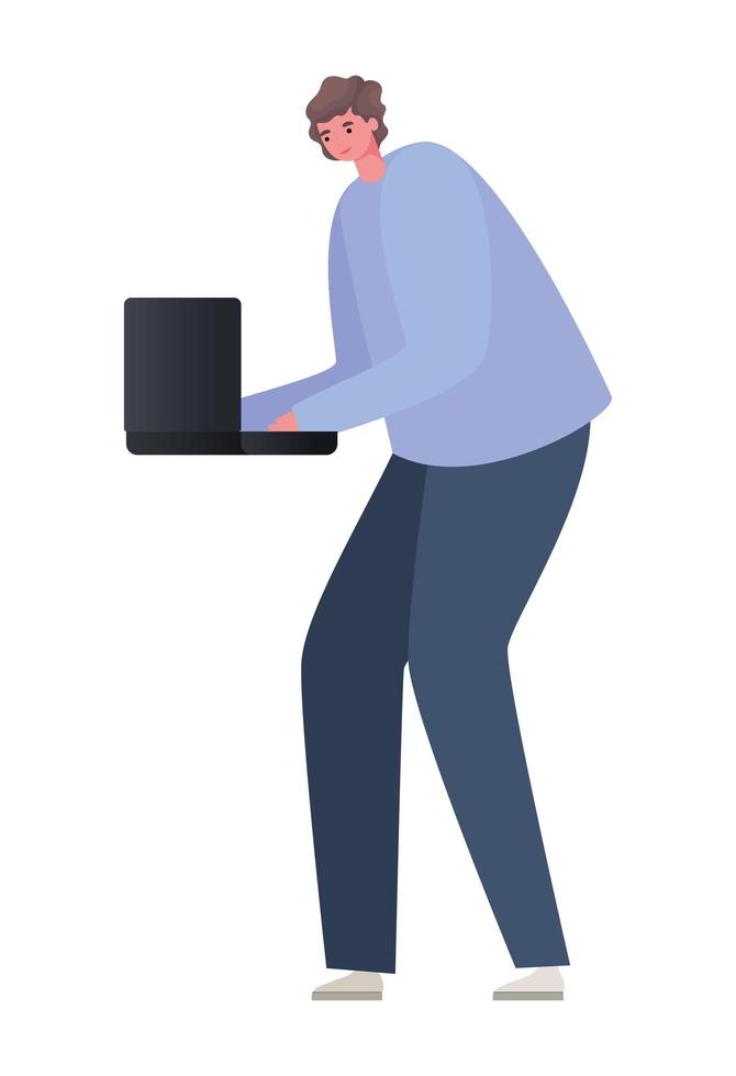 Man with laptop working vector design