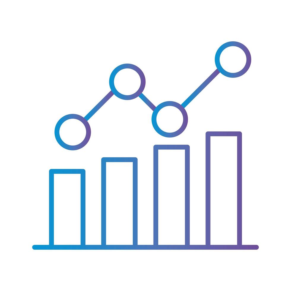 barras con diseño de vector de icono de estilo degradado de gráfico de líneas