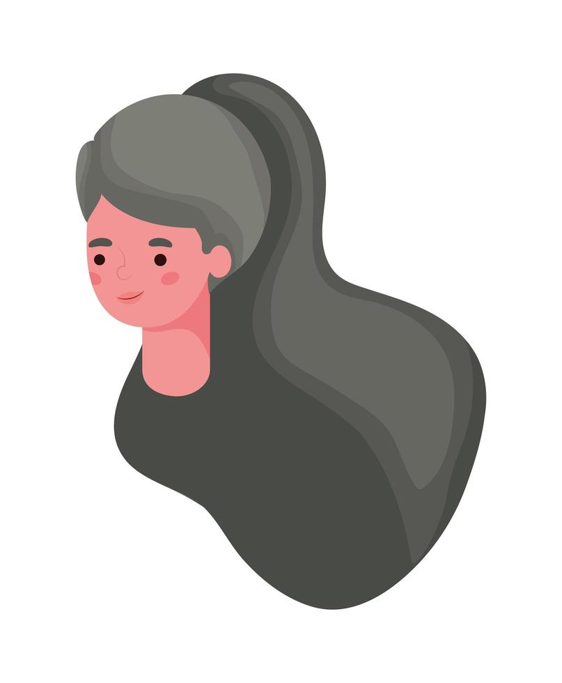 diseño de vector de cabeza de dibujos animados de mujer de cabello castaño