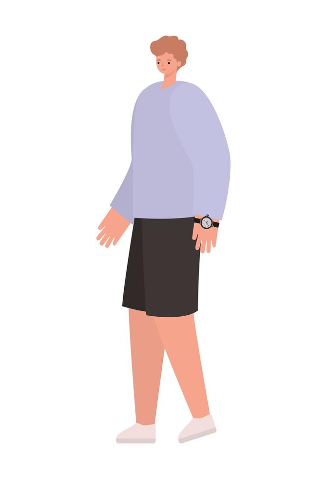 man dressed in dark shorts on whithe background vector