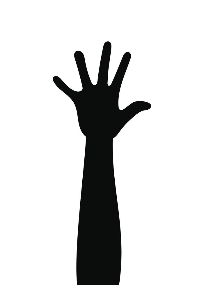silueta de un brazo con la mano y cinco dedos vector