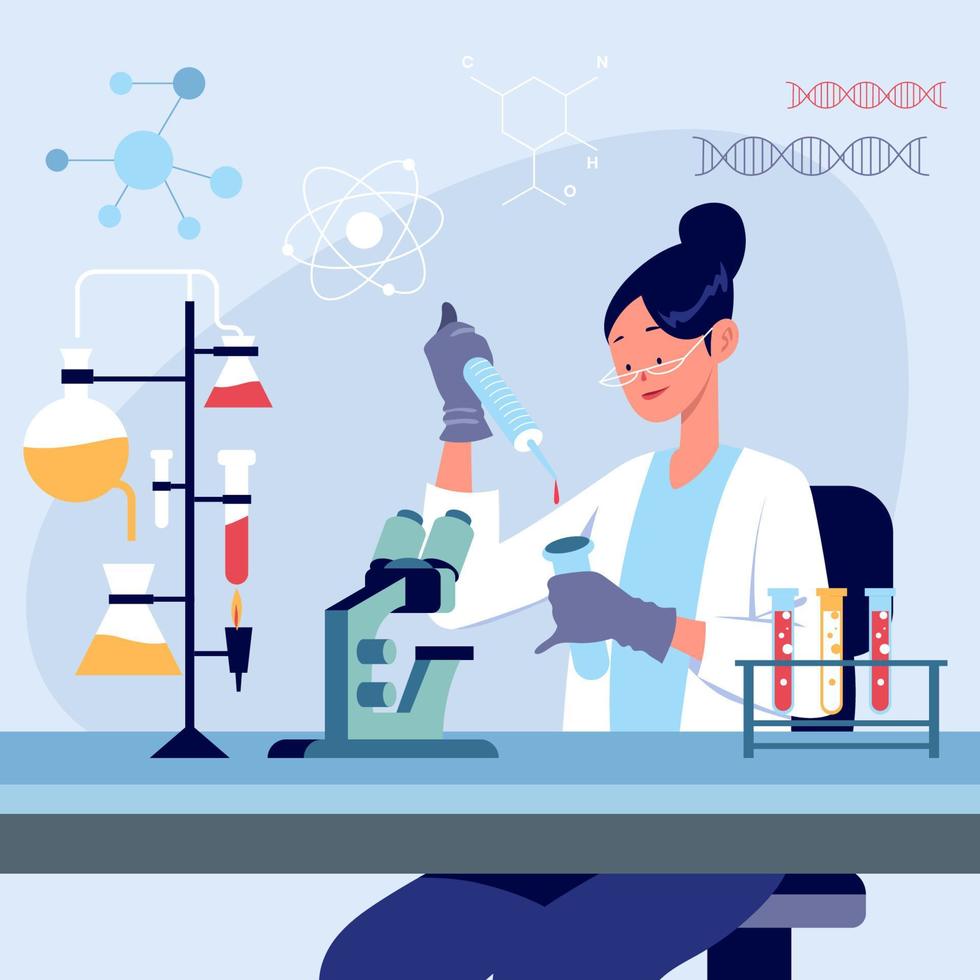 concepto de científico de investigación bioquímica vector