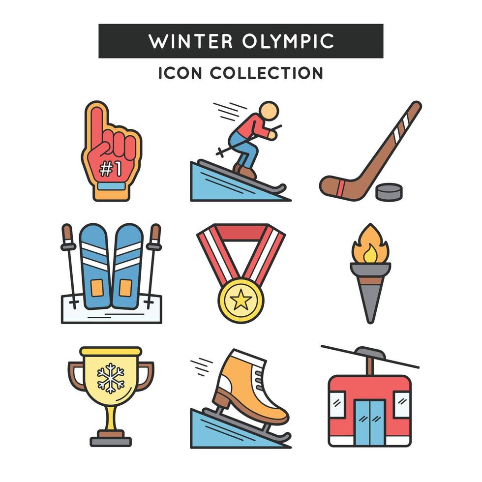 conjunto de iconos asociados con el campeonato olímpico de invierno vector