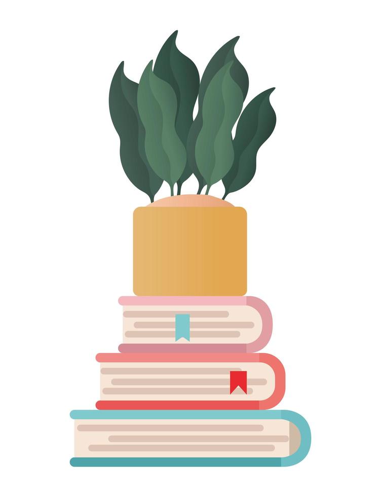 books with plant pot vector design