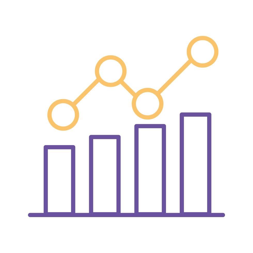 barras con gráfico de líneas diseño de vector de icono de estilo de línea