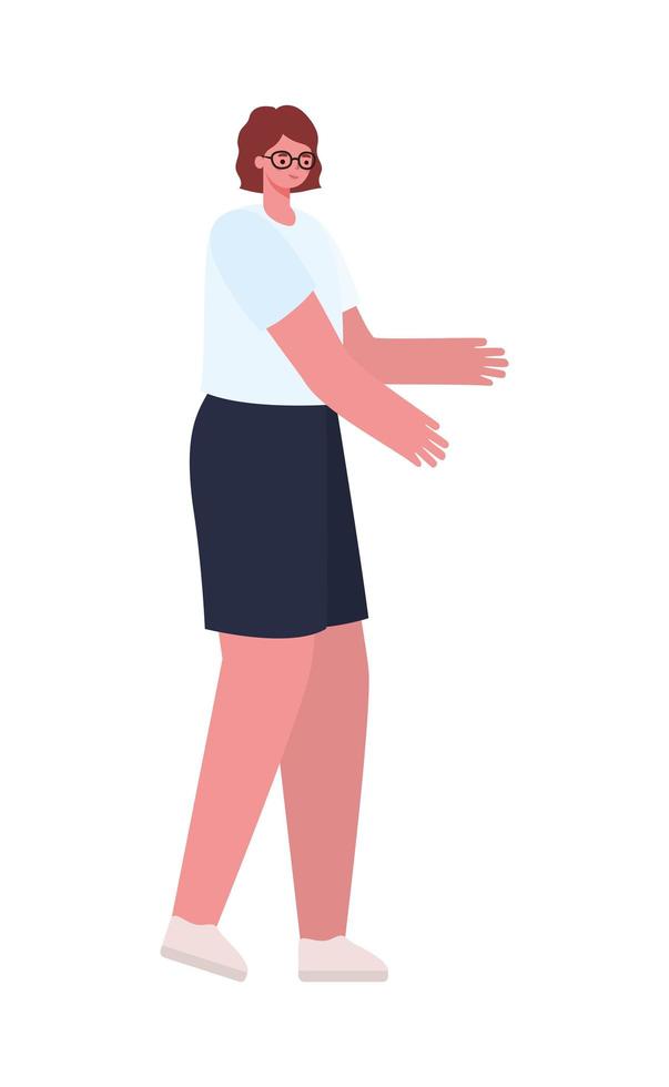 woman dressed in dark blue skirt vector