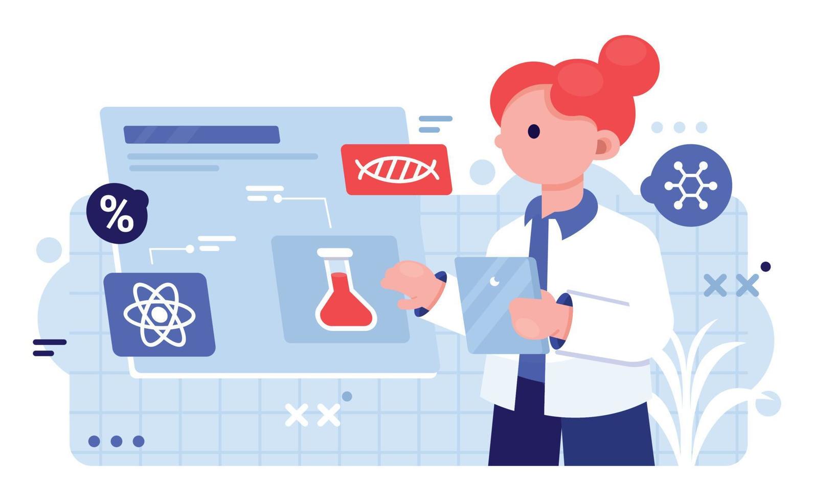 Scientist Woman Doing Research with Futuristic Technology vector