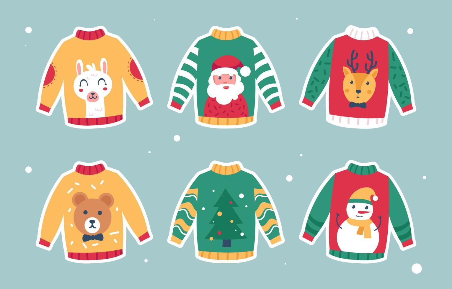 Collection of Colorful Ugly Sweater Sticker vector