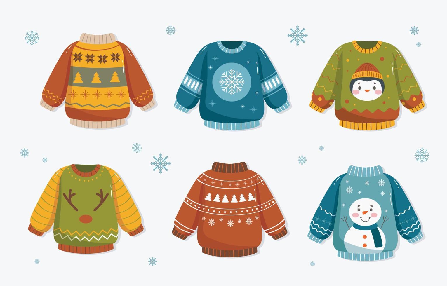 Ugly Sweater Sticker Collection vector