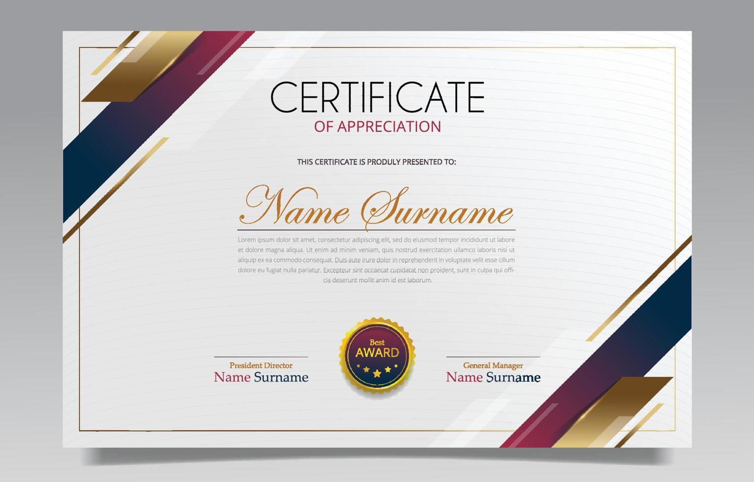 Certificate Template with Gold and Red Elegant Themes 4076898 Vector