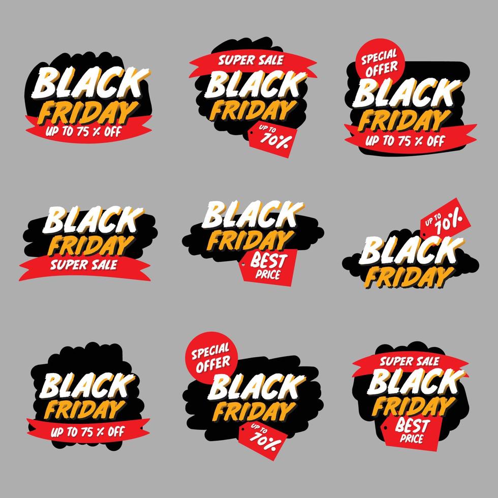 Black Friday Sale Badge Collection vector