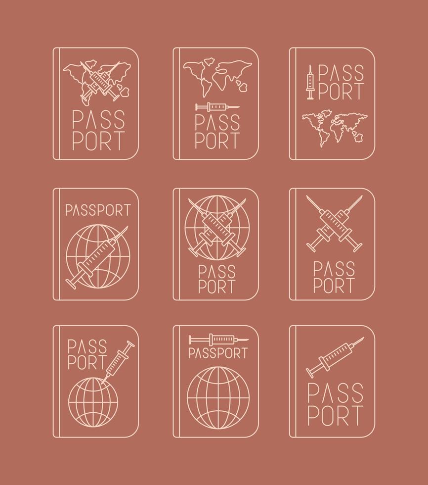 nine medical passports vector