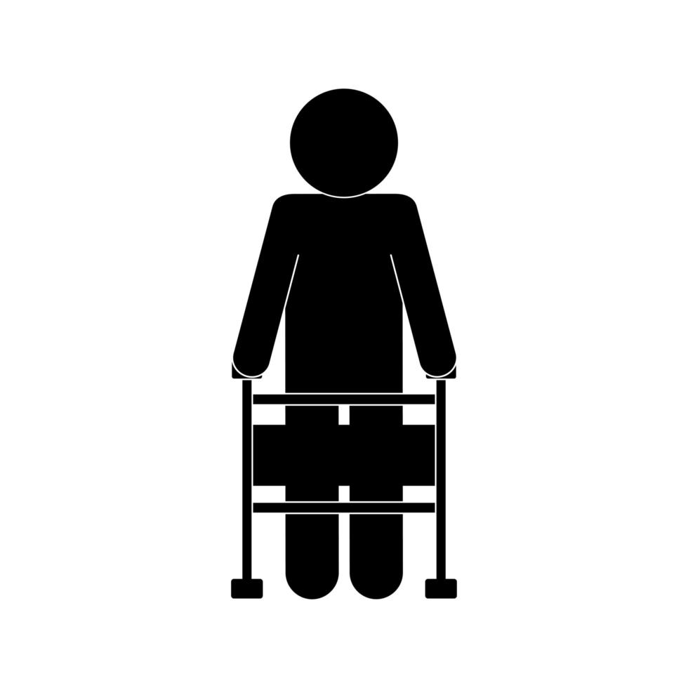 man with walker silhouette style icon vector design