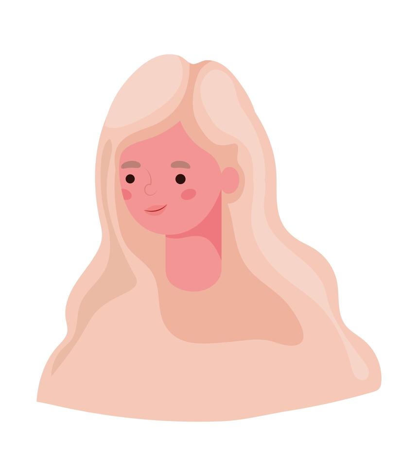 diseño de vector de cabeza de dibujos animados de mujer rubia