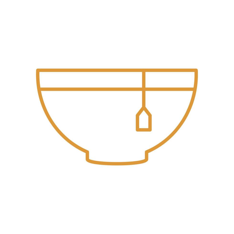 Bolsa de infusión de té en diseño de vector de icono de estilo de línea de taza