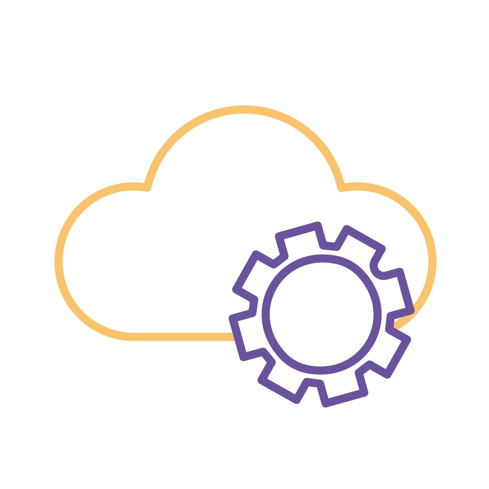 Cloud computing with gear line style icon vector design