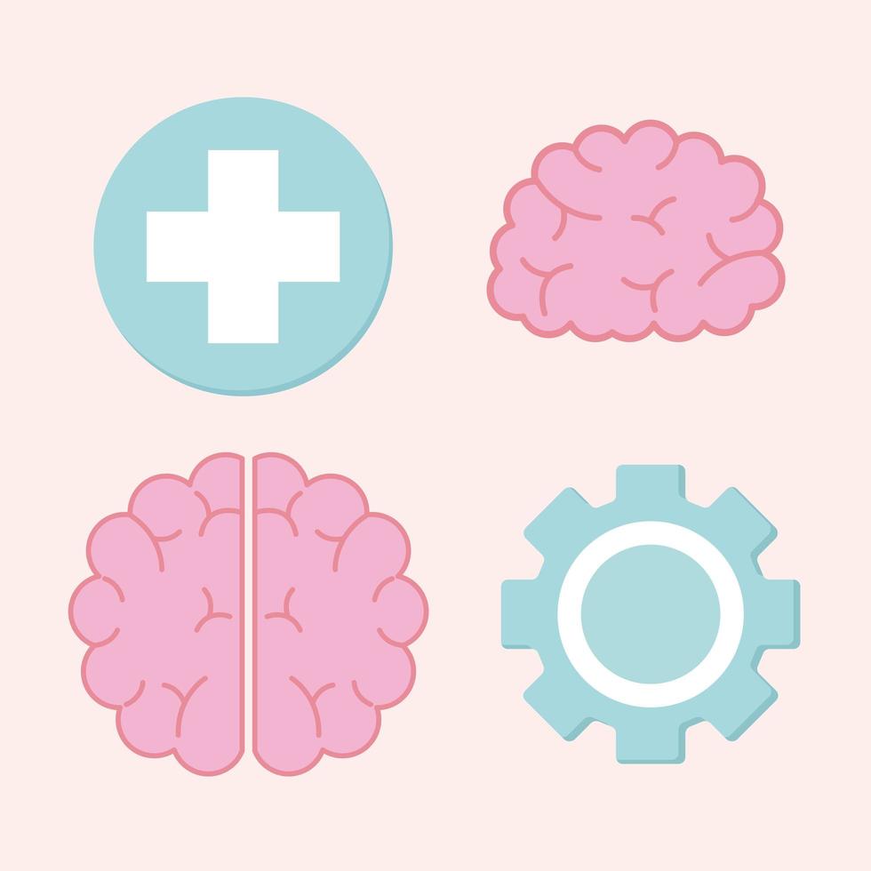 mental health symbol set vector design