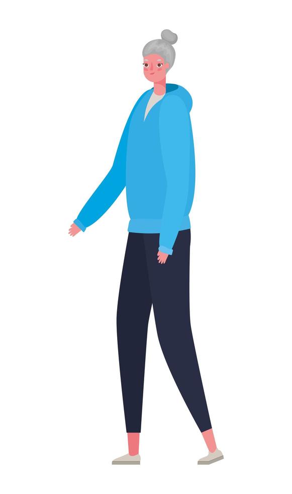 caricatura de mujer senior con diseño de vector de ropa deportiva