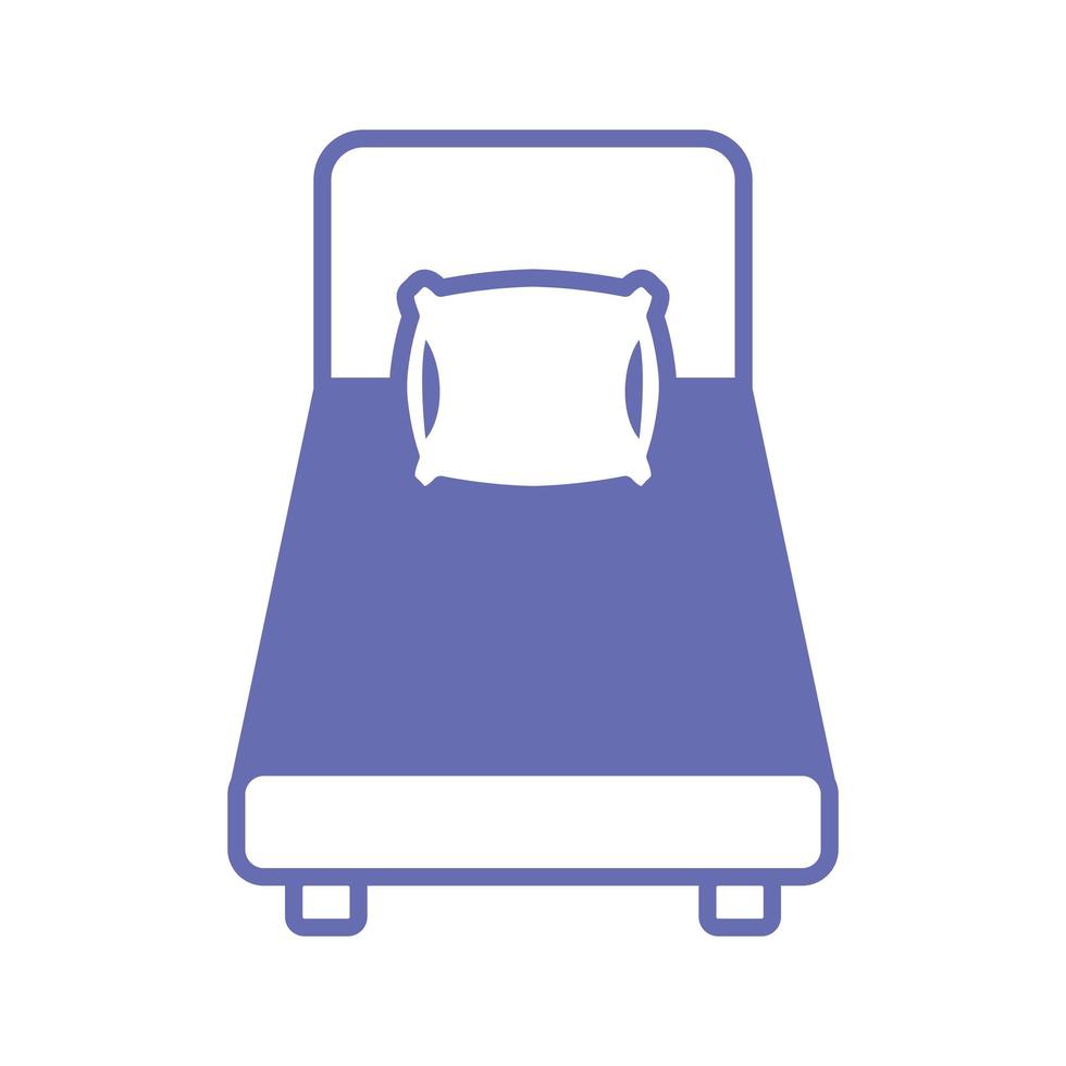 línea de cama de casa y diseño de vector de icono de estilo de relleno