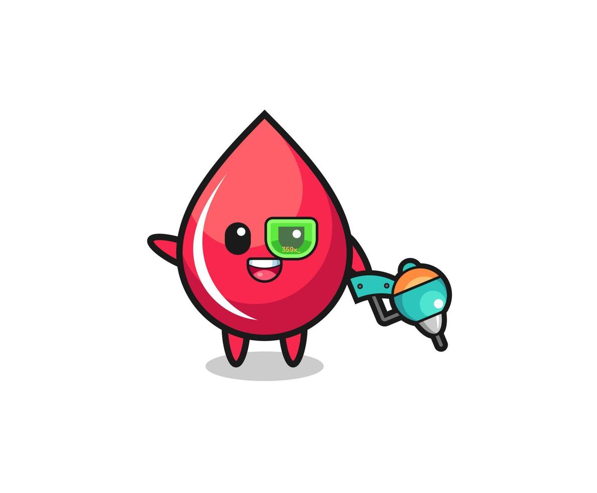 blood drop cartoon as future warrior mascot vector