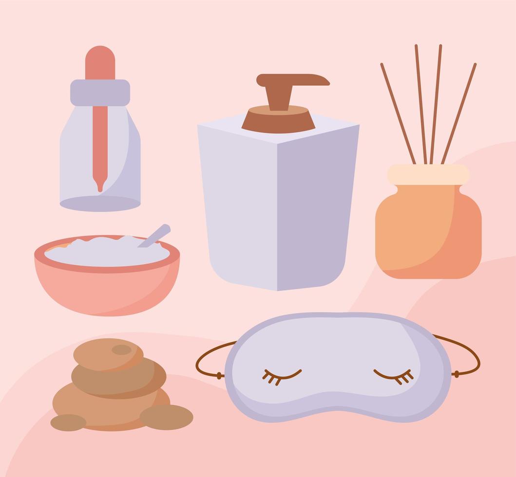 six spa items vector