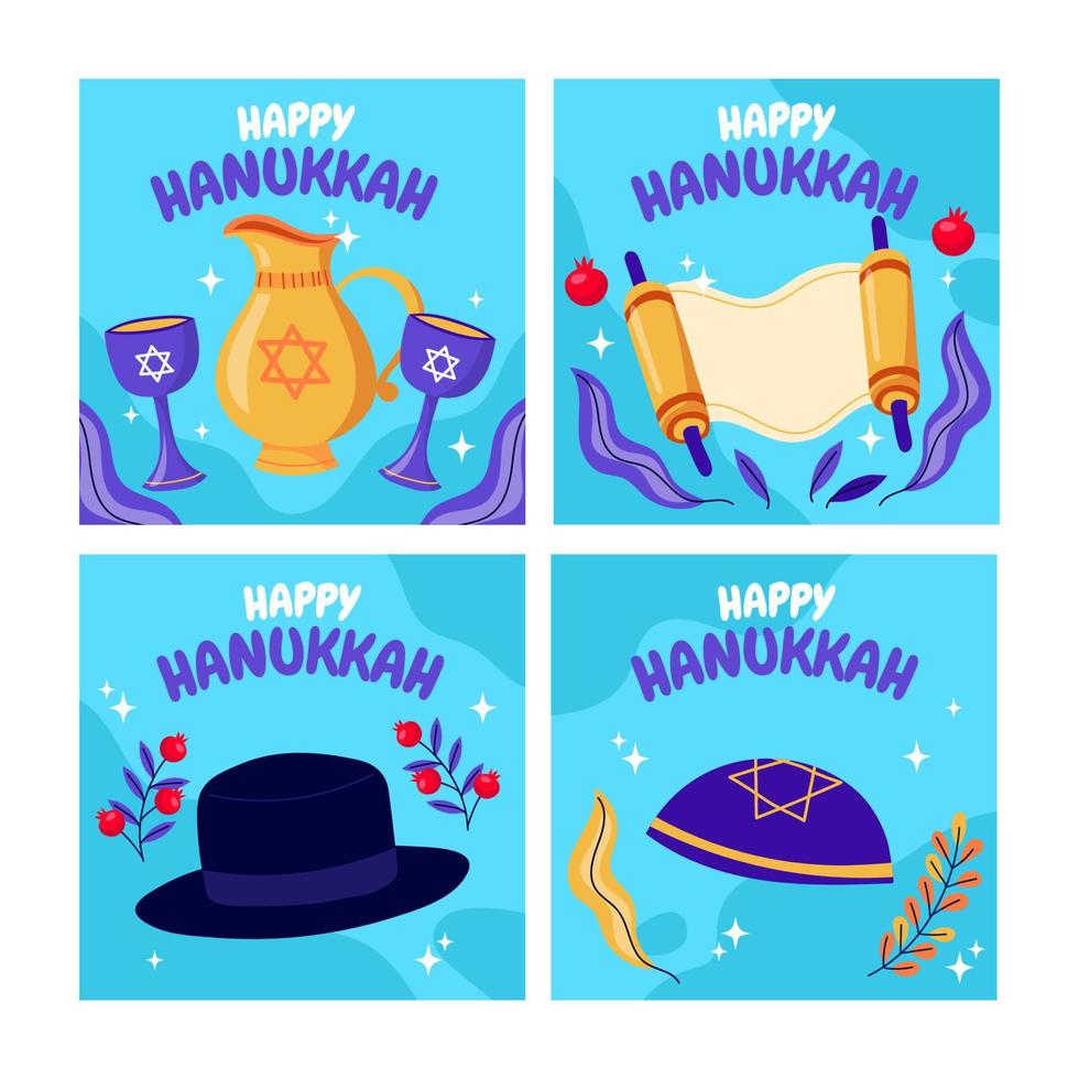 Hanukkah Card Collections vector