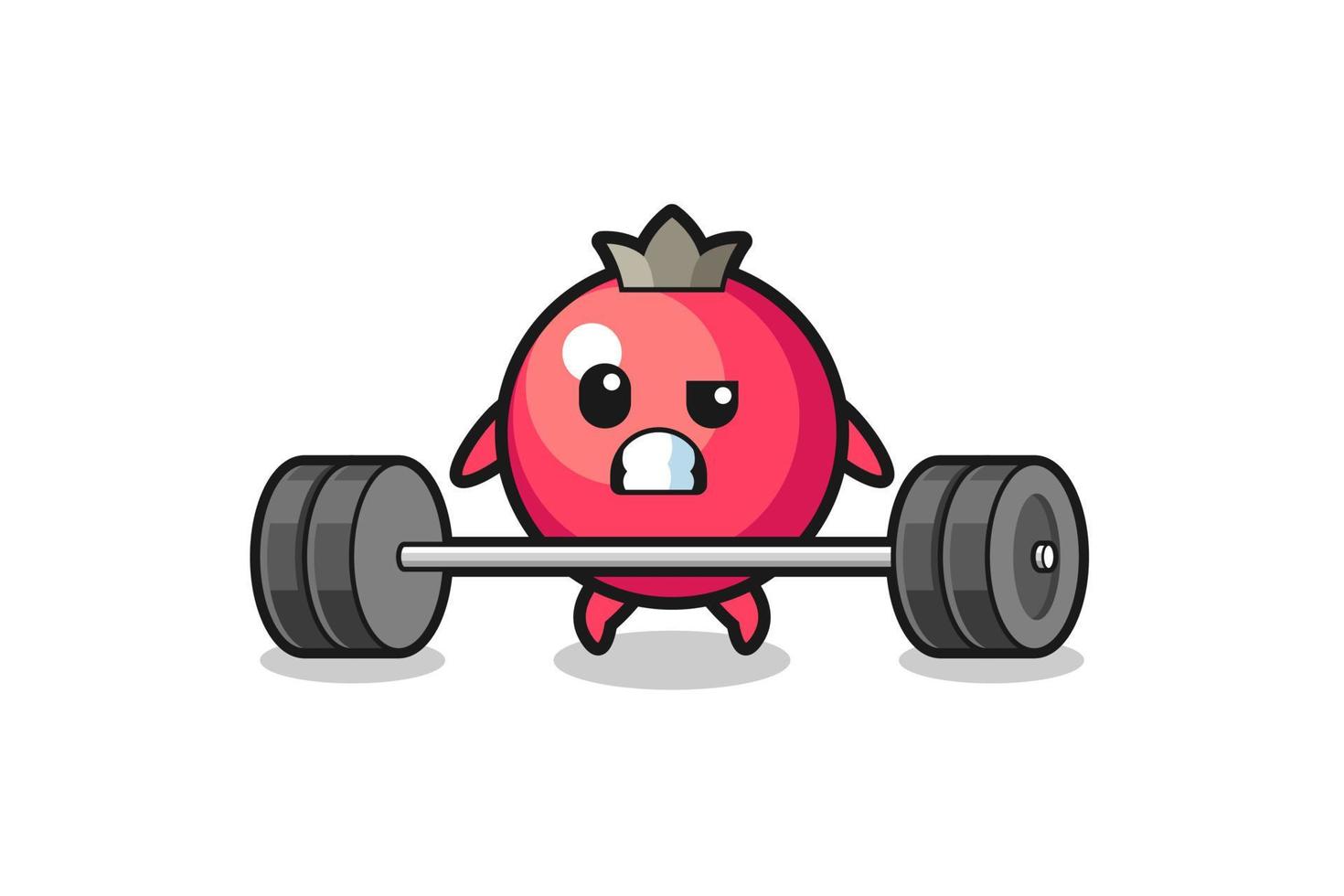 cartoon of cranberry lifting a barbell vector