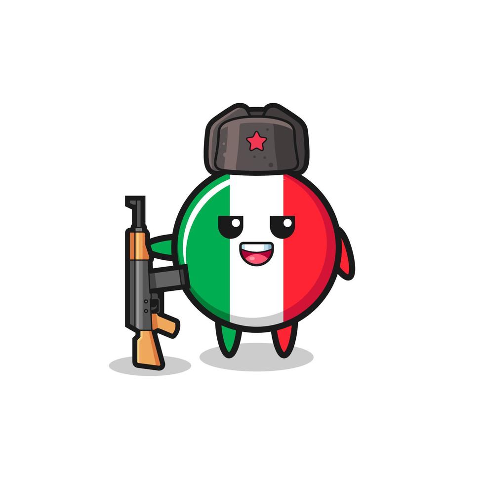 Cute dibujos animados de la bandera de Italia como ejército ruso vector