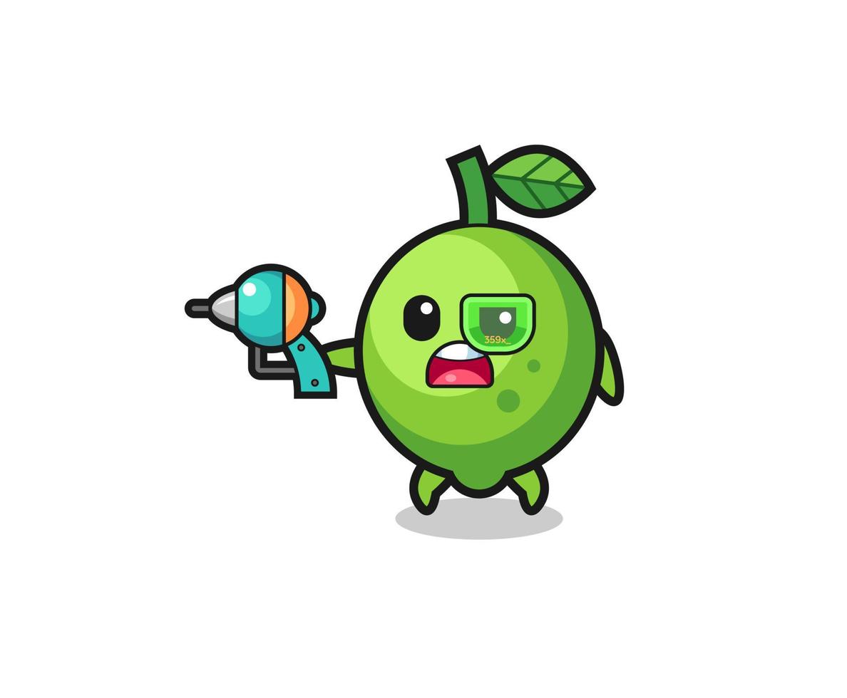 cute lime holding a future gun vector