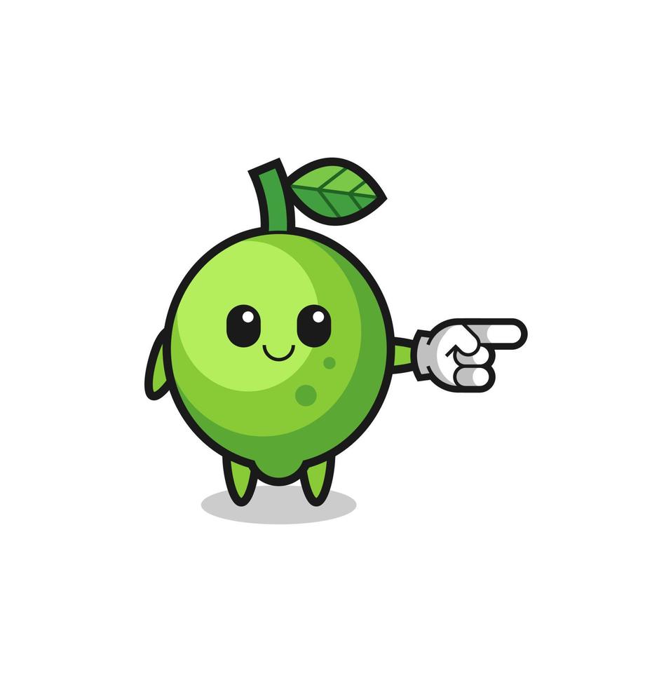 lime mascot with pointing right gesture vector