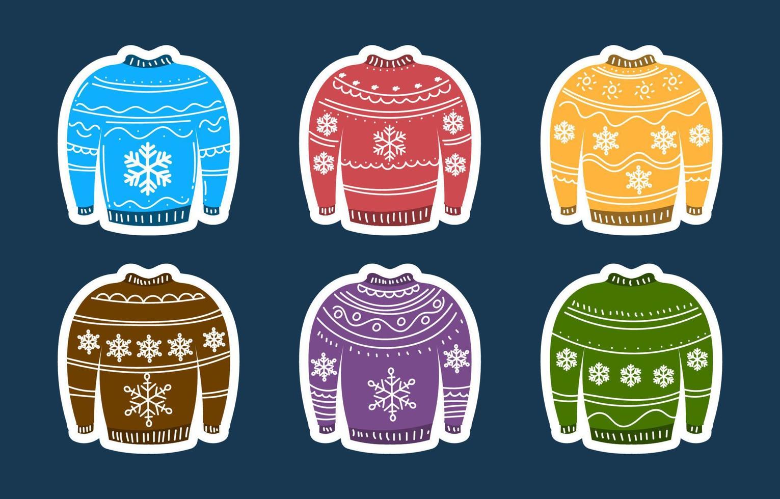 Christmas Ugly Sweater Sticker Collection vector