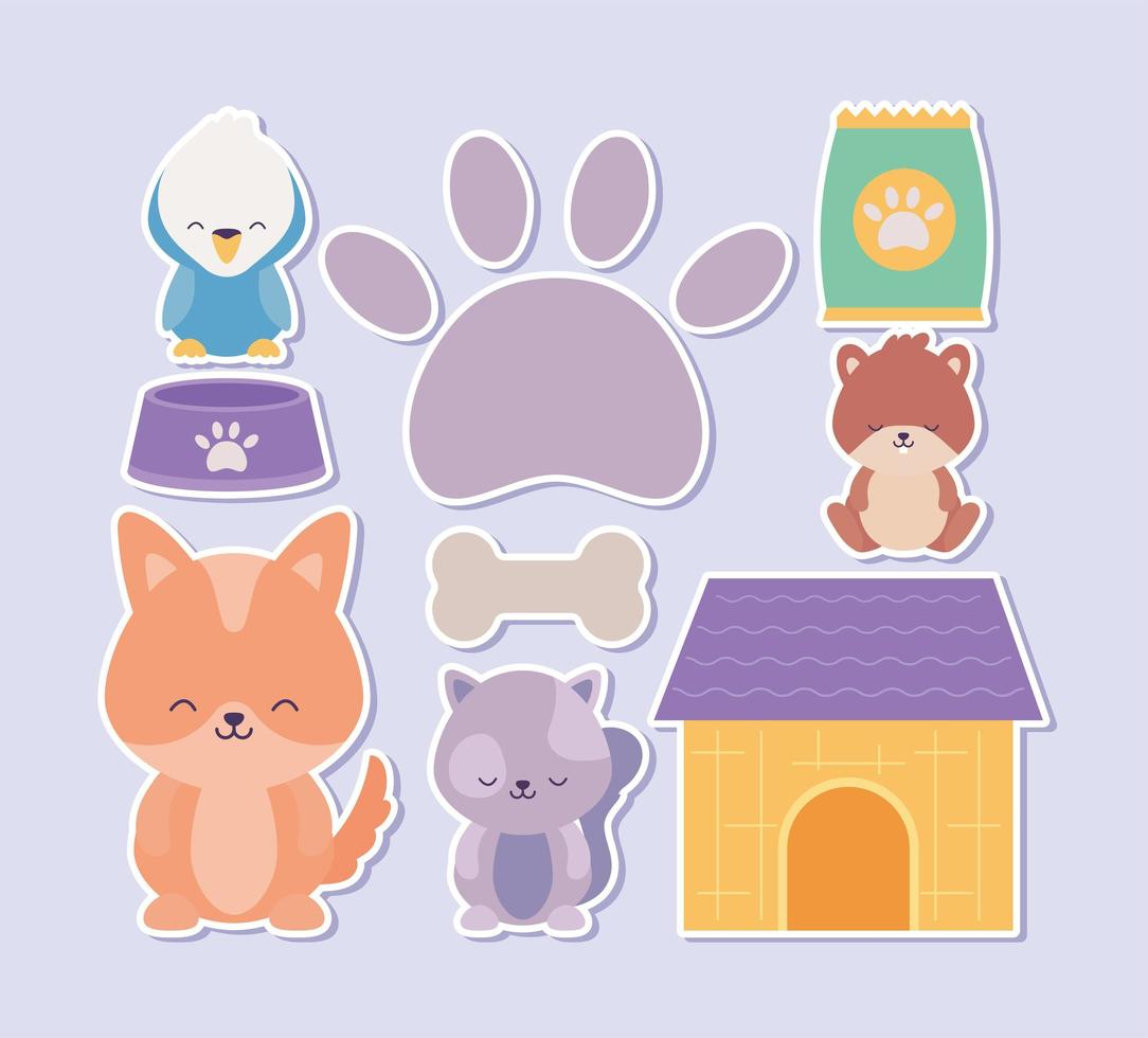 pretty pets icons vector