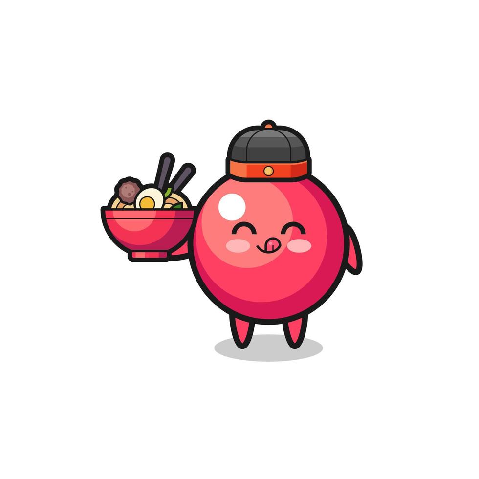 cranberry as Chinese chef mascot holding a noodle bowl vector