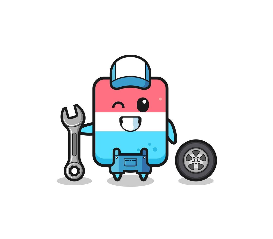 the eraser character as a mechanic mascot vector