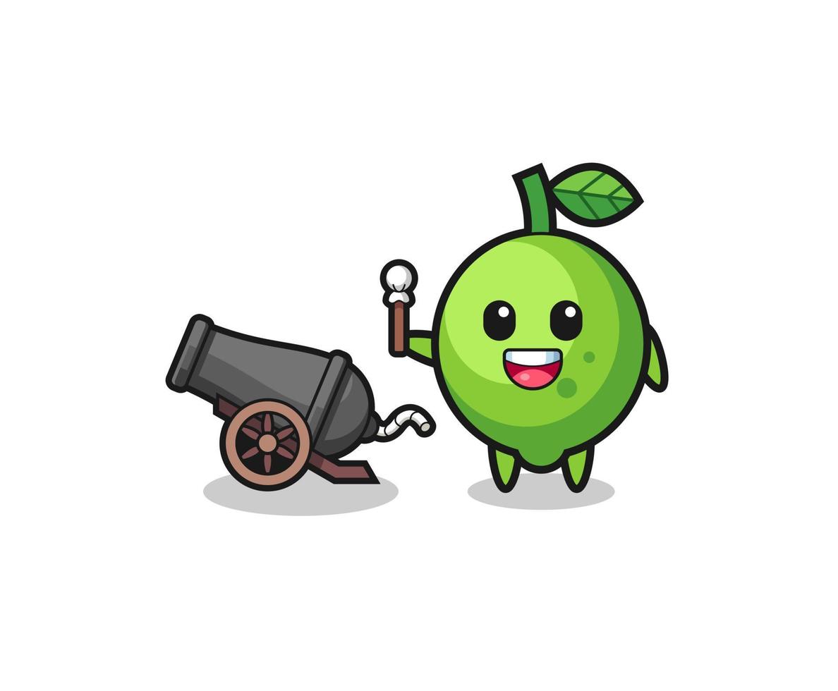 cute lime shoot using cannon vector