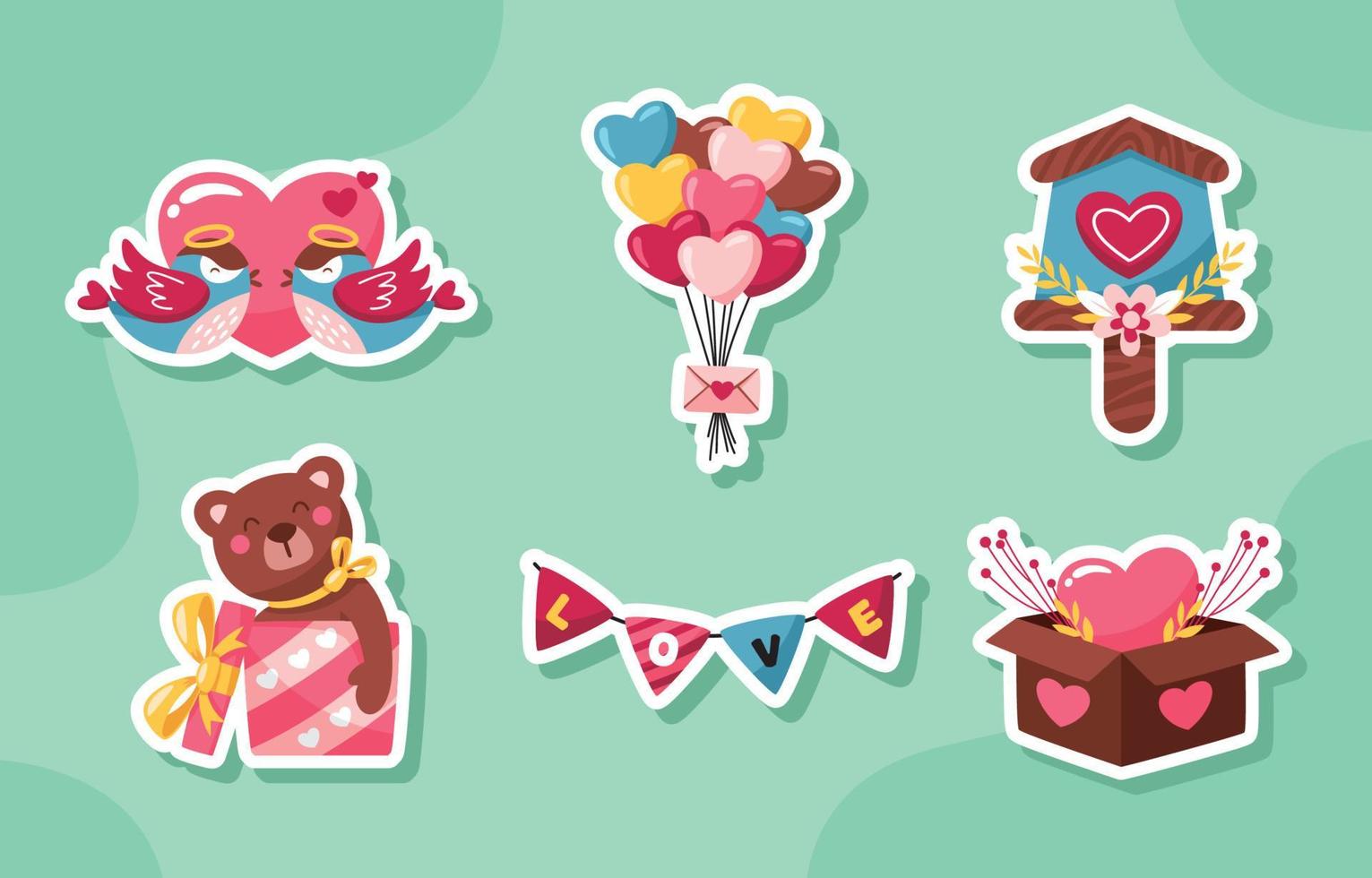 Valentines Day Sticker Collection vector