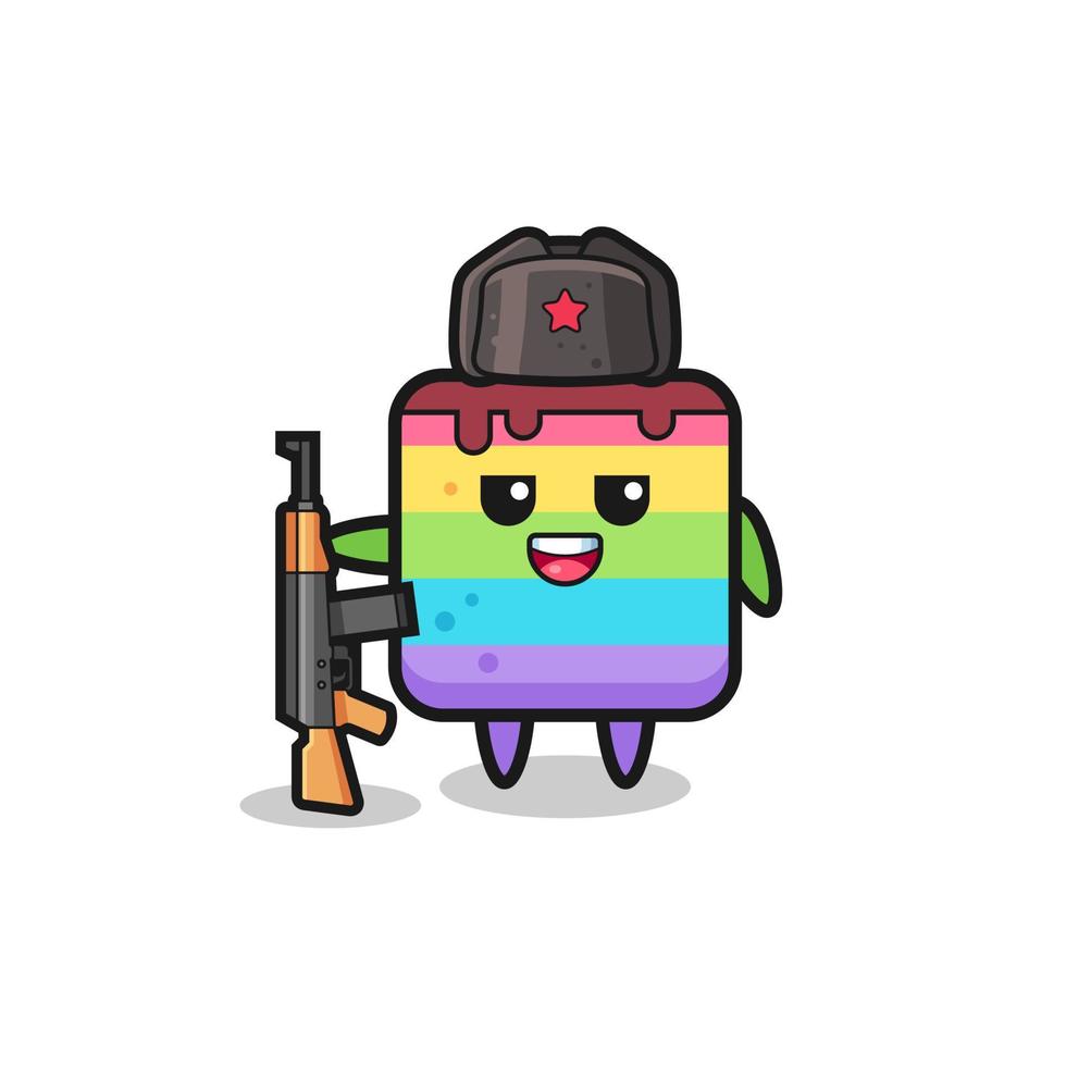 cute rainbow cake cartoon as Russian army vector