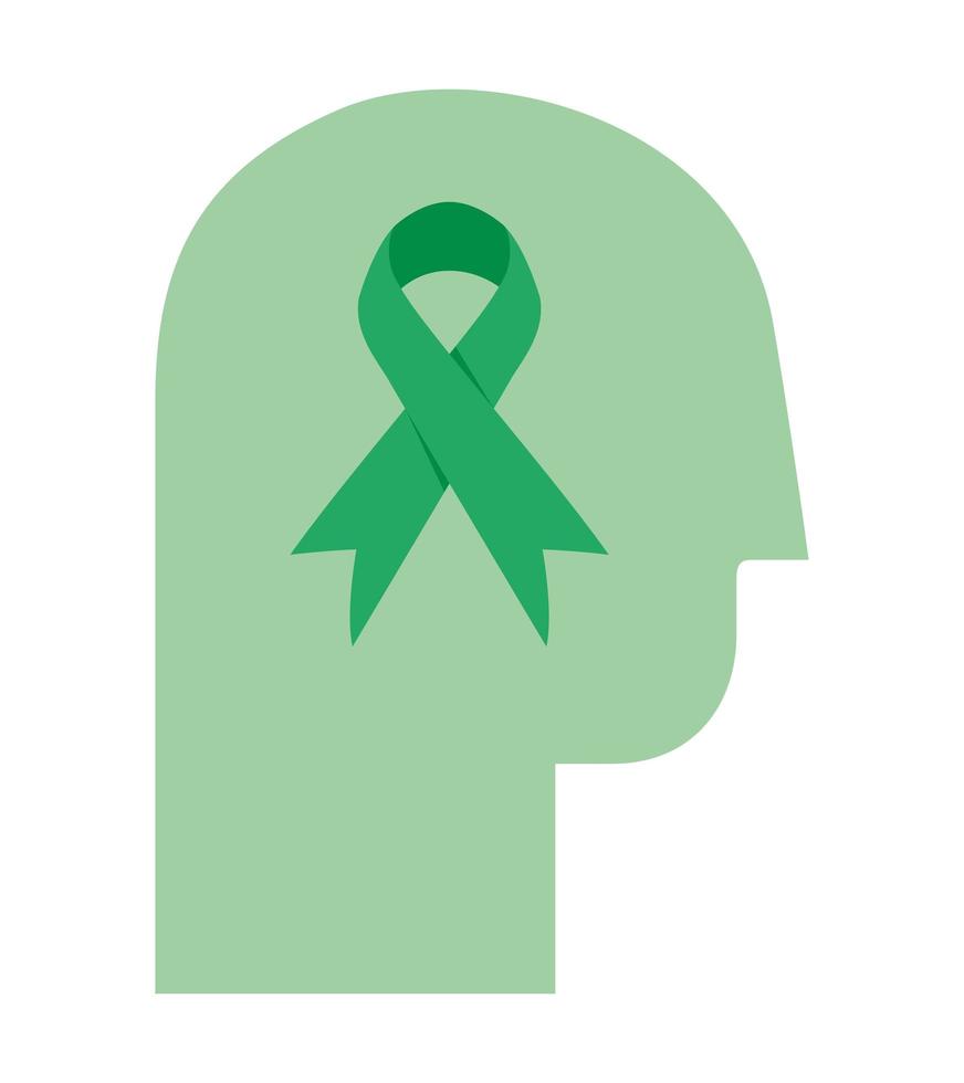 silhouette head with ribbon vector