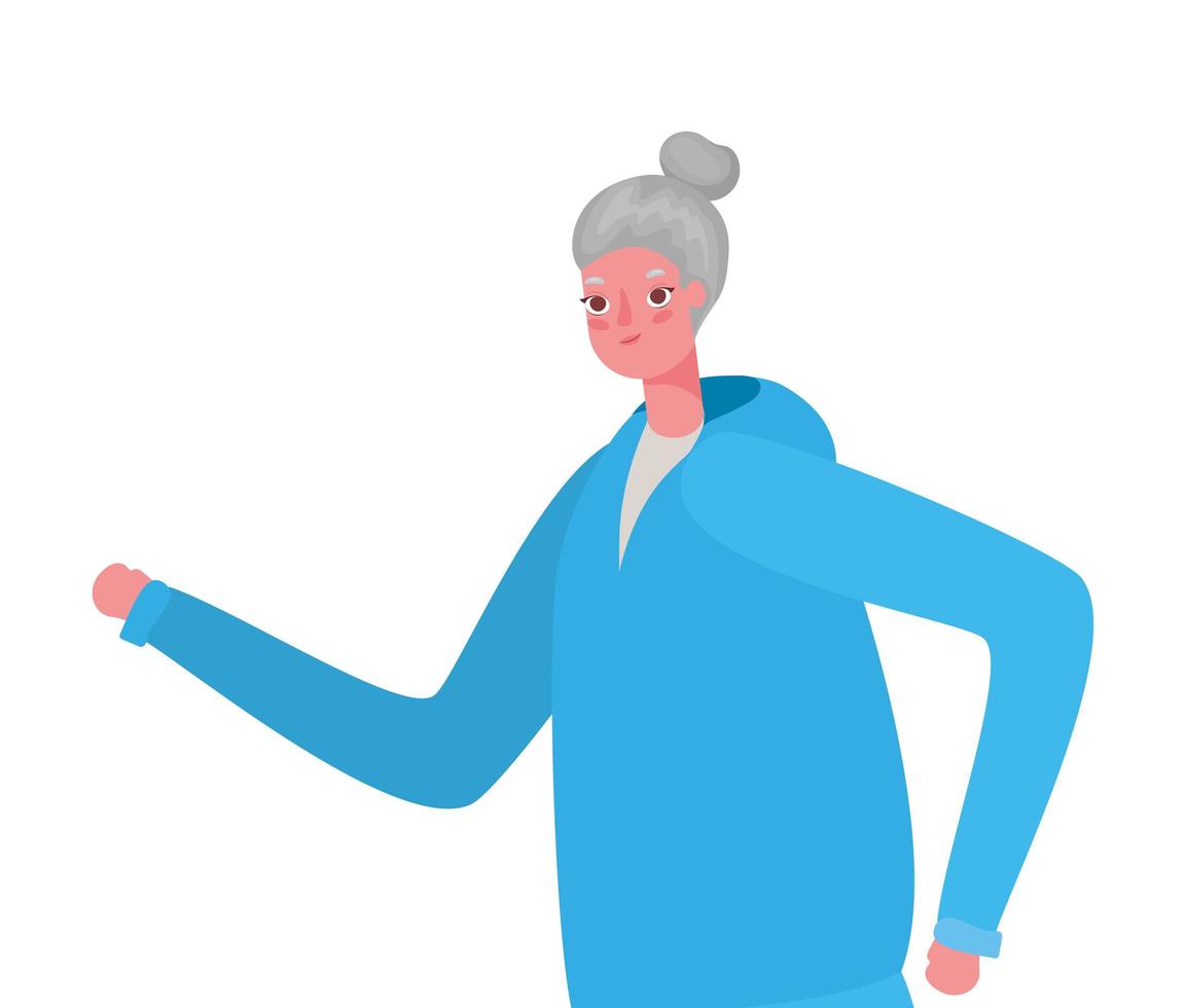 Senior woman cartoon with sportswear vector design