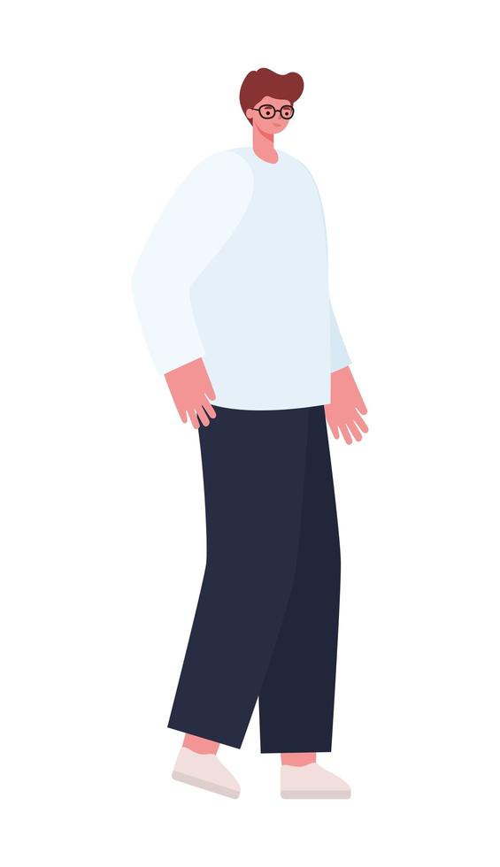 man dressed in whithe shirt and white shoes vector