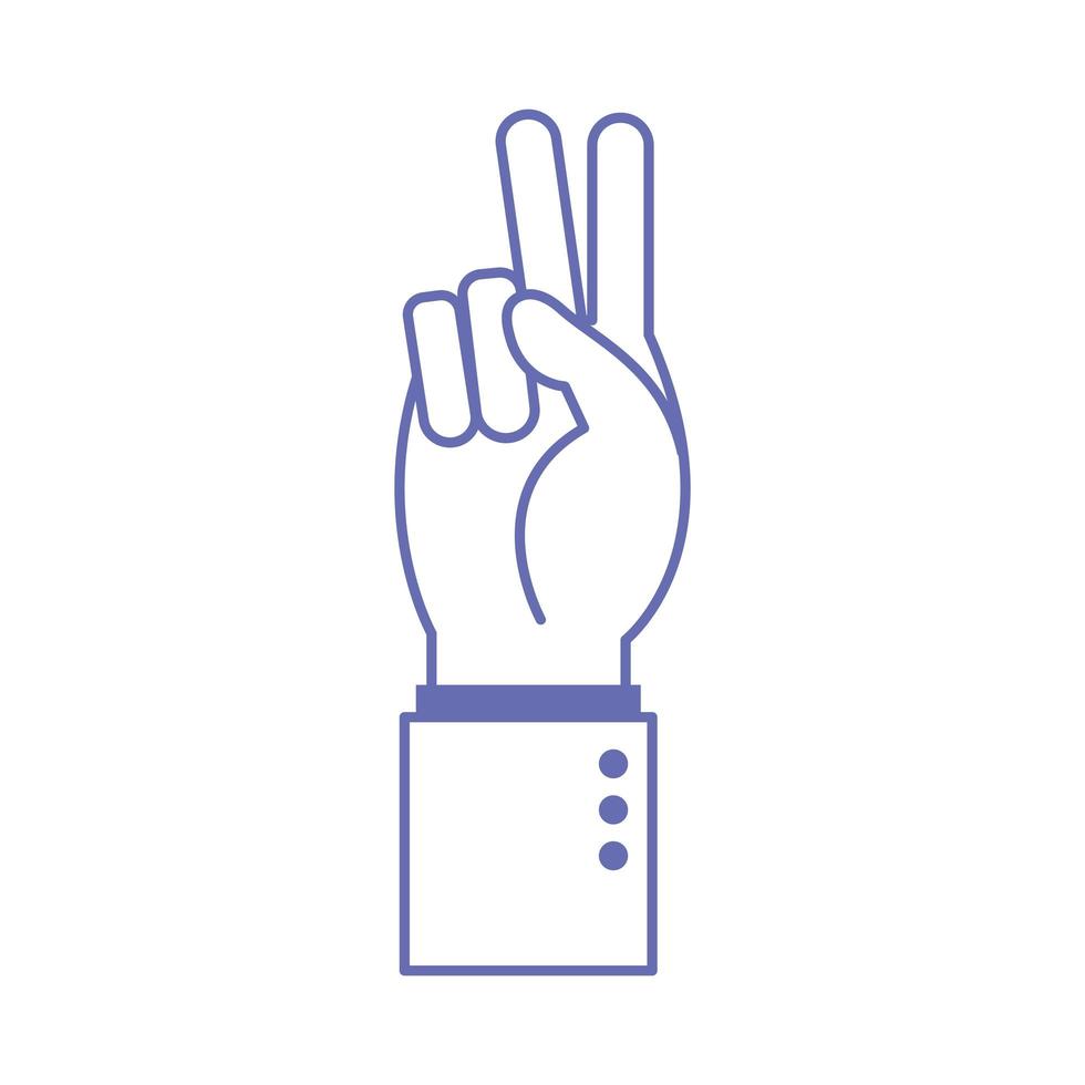 v hand sign language line and fill style icon vector design