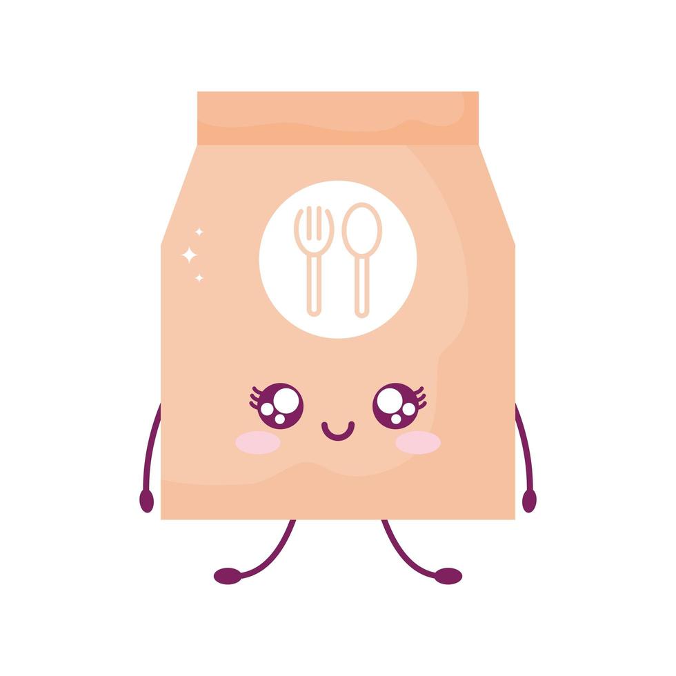 Bolsa sonriente estilo comida kawaii vector